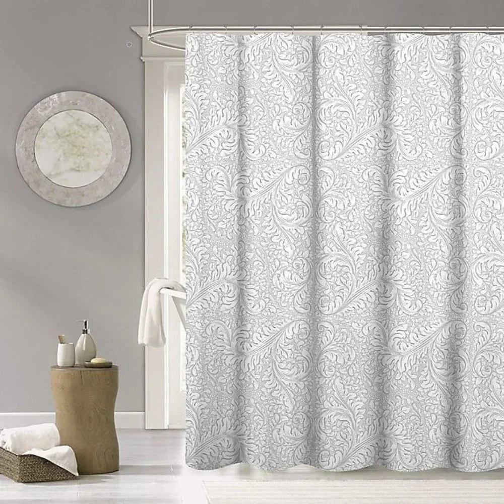 DAINTY HOME Baroque Metallic Modern Shower Curtain Silver | 70x72